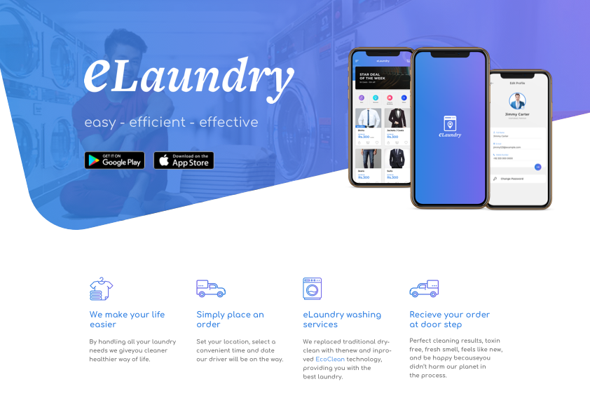 eLaundry app screens