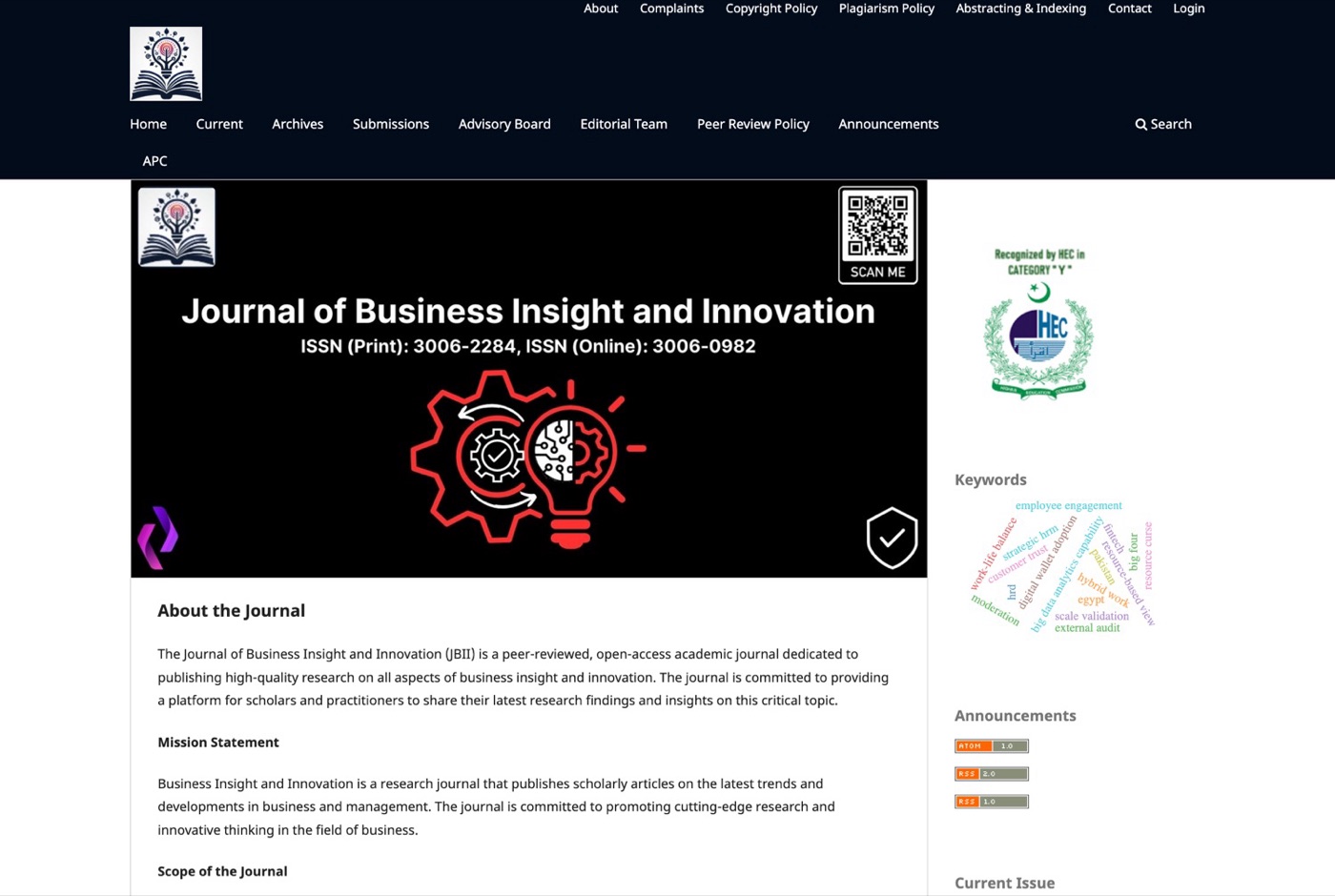 Journal of Business Insight and Innovation — business research journal platform