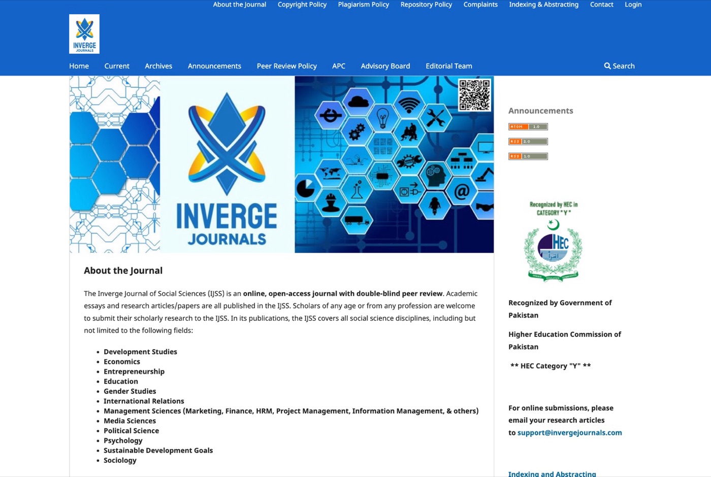 Inverge Journal of Social Sciences — open-access journal platform