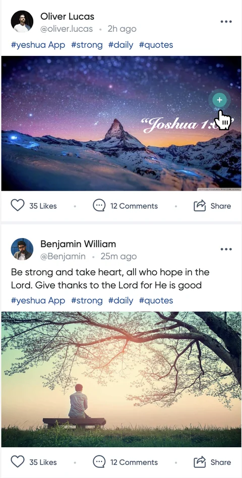 Yeshua App feed scrolled through multiple posts